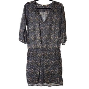 GARCIA CHIFFON PRINT BEADED COLLAR DRESS SIZE M